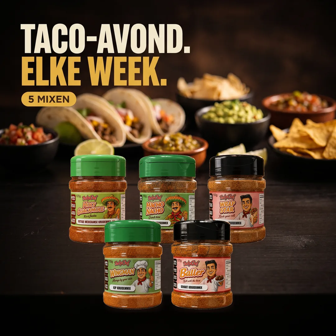 THE TACO TAKEOVER — hoofdslide met de belangrijkste belofte