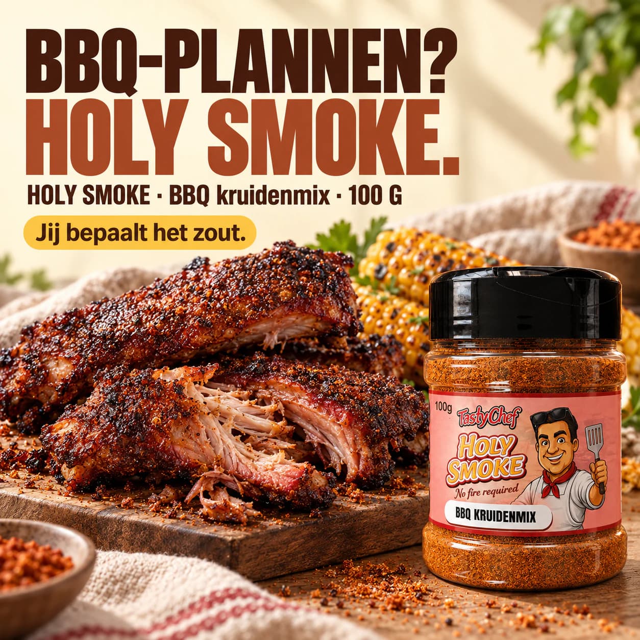 HOLY SMOKE — hoofdslide met de belangrijkste belofte