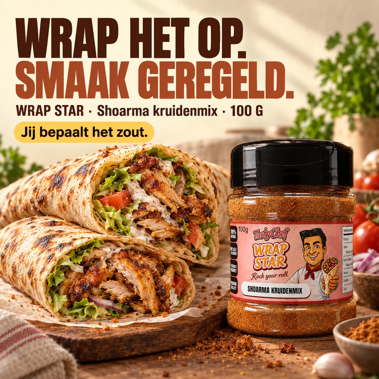 WRAP STAR — hoofdslide met de belangrijkste belofte