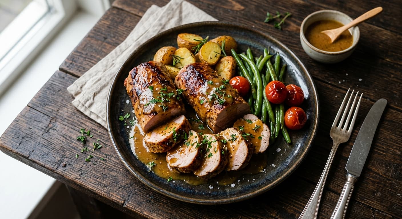 VARKENSHAAS MET HONING-MOSTERDSAUS